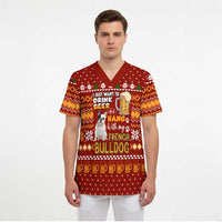 Drink Beer With French Bulldog Christmas Scrub Top Xmas Holiday Patterns - Wonder Print Shop