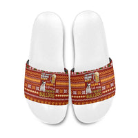 Drink Beer With French Bulldog Christmas Slide Sandals Xmas Holiday Patterns - Wonder Print Shop