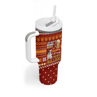 Drink Beer With French Bulldog Christmas Tumbler With Handle Xmas Holiday Patterns - Wonder Print Shop