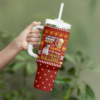 Drink Beer With French Bulldog Christmas Tumbler With Handle Xmas Holiday Patterns - Wonder Print Shop