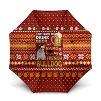 Drink Beer With French Bulldog Christmas Umbrella Xmas Holiday Patterns - Wonder Print Shop