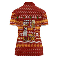 Drink Beer With French Bulldog Christmas Women Polo Shirt Xmas Holiday Patterns - Wonder Print Shop