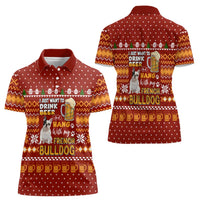 Drink Beer With French Bulldog Christmas Women Polo Shirt Xmas Holiday Patterns - Wonder Print Shop