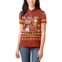 Drink Beer With French Bulldog Christmas Women Polo Shirt Xmas Holiday Patterns - Wonder Print Shop