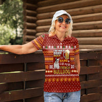 Drink Beer With French Bulldog Christmas Women Polo Shirt Xmas Holiday Patterns - Wonder Print Shop