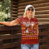 Drink Beer With French Bulldog Christmas Women Polo Shirt Xmas Holiday Patterns - Wonder Print Shop