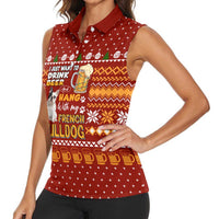 Drink Beer With French Bulldog Christmas Women Sleeveless Polo Shirt Xmas Holiday Patterns - Wonder Print Shop