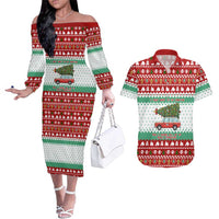 I Just Want To Camping Christmas Couples Matching Off The Shoulder Long Sleeve Dress and Hawaiian Shirt Xmas Holiday Patterns - Wonder Print Shop