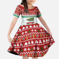 I Just Want To Camping Christmas Kid Short Sleeve Dress Xmas Holiday Patterns - Wonder Print Shop