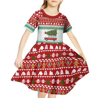 I Just Want To Camping Christmas Kid Short Sleeve Dress Xmas Holiday Patterns - Wonder Print Shop