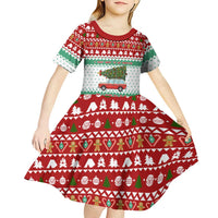 I Just Want To Camping Christmas Kid Short Sleeve Dress Xmas Holiday Patterns - Wonder Print Shop