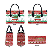 I Just Want To Camping Christmas Leather Bag Xmas Holiday Patterns - Wonder Print Shop