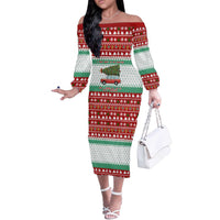 I Just Want To Camping Christmas Off The Shoulder Long Sleeve Dress Xmas Holiday Patterns - Wonder Print Shop