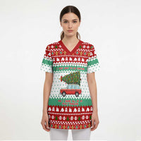 I Just Want To Camping Christmas Scrub Top Xmas Holiday Patterns - Wonder Print Shop