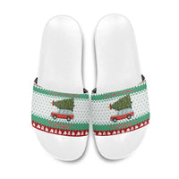 I Just Want To Camping Christmas Slide Sandals Xmas Holiday Patterns - Wonder Print Shop