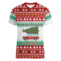 I Just Want To Camping Christmas Women V-Neck T-Shirt Xmas Holiday Patterns - Wonder Print Shop