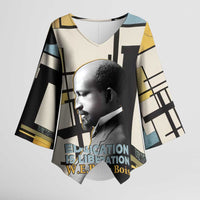 W.E.B. Du Bois Education is Liberation Kimono Sleeve Blouse Scholar, Activist, Visionary Tribute Design - Wonder Print Shop