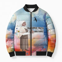 Sojourner Truth Bomber Puffer Jacket I Sell the Shadow - Abolitionist Legacy Watercolor Design - Wonder Print Shop