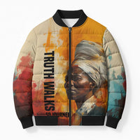 Sojourner Truth Bomber Puffer Jacket Truth Walks - Bold Portrait and Empowerment Design - Wonder Print Shop