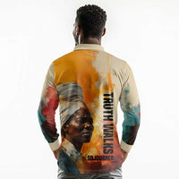 Sojourner Truth Long Sleeve Polo Shirt Truth Walks - Bold Portrait and Empowerment Design - Wonder Print Shop
