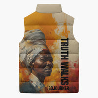 Sojourner Truth Sleeveless Puffer Jacket Truth Walks - Bold Portrait and Empowerment Design - Wonder Print Shop