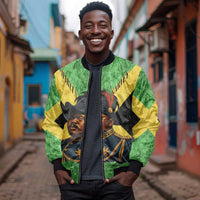 Marcus Garvey Bomber Jacket Jamaican Flag Theme African Fist Civil Rights Symbol Pan African Tribute Design - Wonder Print Shop