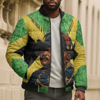 Marcus Garvey Bomber Puffer Jacket Jamaican Flag Theme African Fist Civil Rights Symbol Pan African Tribute Design - Wonder Print Shop