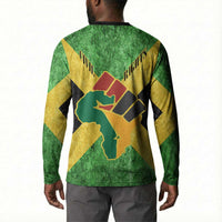 Marcus Garvey Button Sweatshirt Jamaican Flag Theme African Fist Civil Rights Symbol Pan African Tribute Design