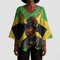 Marcus Garvey Kimono Sleeve Blouse Jamaican Flag Theme African Fist Civil Rights Symbol Pan African Tribute Design - Wonder Print Shop