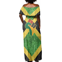 Marcus Garvey Off Shoulder Maxi Dress Jamaican Flag Theme African Fist Civil Rights Symbol Pan African Tribute Design - Wonder Print Shop
