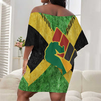 Marcus Garvey Off Shoulder Short Dress Jamaican Flag Theme African Fist Civil Rights Symbol Pan African Tribute Design - Wonder Print Shop