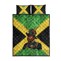 Marcus Garvey Quilt Bed Set Jamaican Flag Theme African Fist Civil Rights Symbol Pan African Tribute Design - Wonder Print Shop
