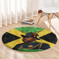 Marcus Garvey Round Carpet Jamaican Flag Theme African Fist Civil Rights Symbol Pan African Tribute Design - Wonder Print Shop