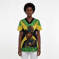 Marcus Garvey Scrub Top Jamaican Flag Theme African Fist Civil Rights Symbol Pan African Tribute Design - Wonder Print Shop