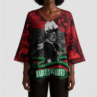 Marcus Garvey Kimono Sleeve Blouse Collage Design Progress Is the Attraction Quote Pan African Movement Tribute - Wonder Print Shop
