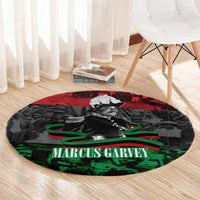 Marcus Garvey Round Carpet Collage Design Progress Is the Attraction Quote Pan African Movement Tribute - Wonder Print Shop