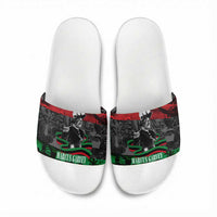 Marcus Garvey Slide Sandals Collage Design Progress Is the Attraction Quote Pan African Movement Tribute - Wonder Print Shop