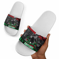 Marcus Garvey Slide Sandals Collage Design Progress Is the Attraction Quote Pan African Movement Tribute - Wonder Print Shop