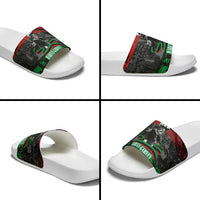 Marcus Garvey Slide Sandals Collage Design Progress Is the Attraction Quote Pan African Movement Tribute - Wonder Print Shop