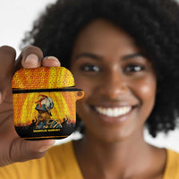 Marcus Garvey AirPods Case Yellow African Pattern Design Pan African Flag Civil Rights Movement Tribute - Wonder Print Shop