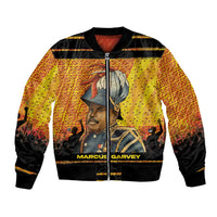 Marcus Garvey Bomber Jacket Yellow African Pattern Design Pan African Flag Civil Rights Movement Tribute - Wonder Print Shop