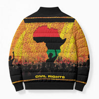 Marcus Garvey Bomber Puffer Jacket Yellow African Pattern Design Pan African Flag Civil Rights Movement Tribute - Wonder Print Shop