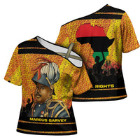 Marcus Garvey Cross Shoulder Shirt Yellow African Pattern Design Pan African Flag Civil Rights Movement Tribute - Wonder Print Shop