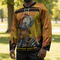 Marcus Garvey Hockey Jersey Yellow African Pattern Design Pan African Flag Civil Rights Movement Tribute - Wonder Print Shop