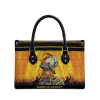 Marcus Garvey Leather Bag Yellow African Pattern Design Pan African Flag Civil Rights Movement Tribute - Wonder Print Shop