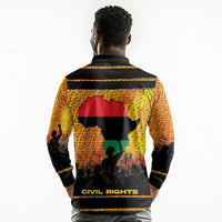 Marcus Garvey Long Sleeve Polo Shirt Yellow African Pattern Design Pan African Flag Civil Rights Movement Tribute - Wonder Print Shop