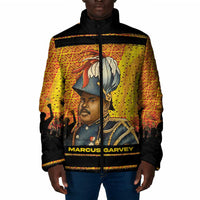 Marcus Garvey Padded Jacket Yellow African Pattern Design Pan African Flag Civil Rights Movement Tribute - Wonder Print Shop