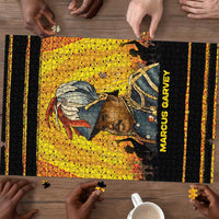 Marcus Garvey Puzzle Yellow African Pattern Design Pan African Flag Civil Rights Movement Tribute - Wonder Print Shop