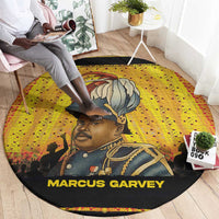 Marcus Garvey Round Carpet Yellow African Pattern Design Pan African Flag Civil Rights Movement Tribute - Wonder Print Shop