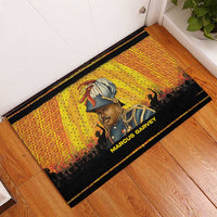 Marcus Garvey Rubber Doormat Yellow African Pattern Design Pan African Flag Civil Rights Movement Tribute - Wonder Print Shop